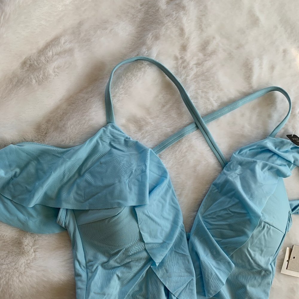 Kenneth Cole Off Shoulder Ruffle One Piece NEW - Picture 5 of 9